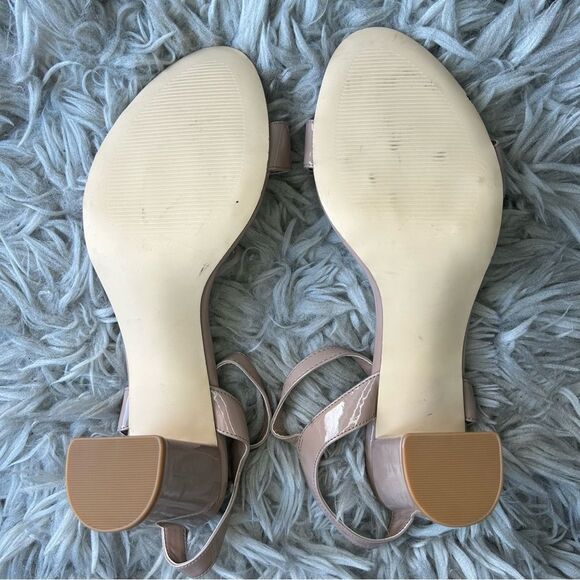 Nordstrom Abound Steph nude patent block heel sandals women’s shoe size 12 - Picture 8 of 11